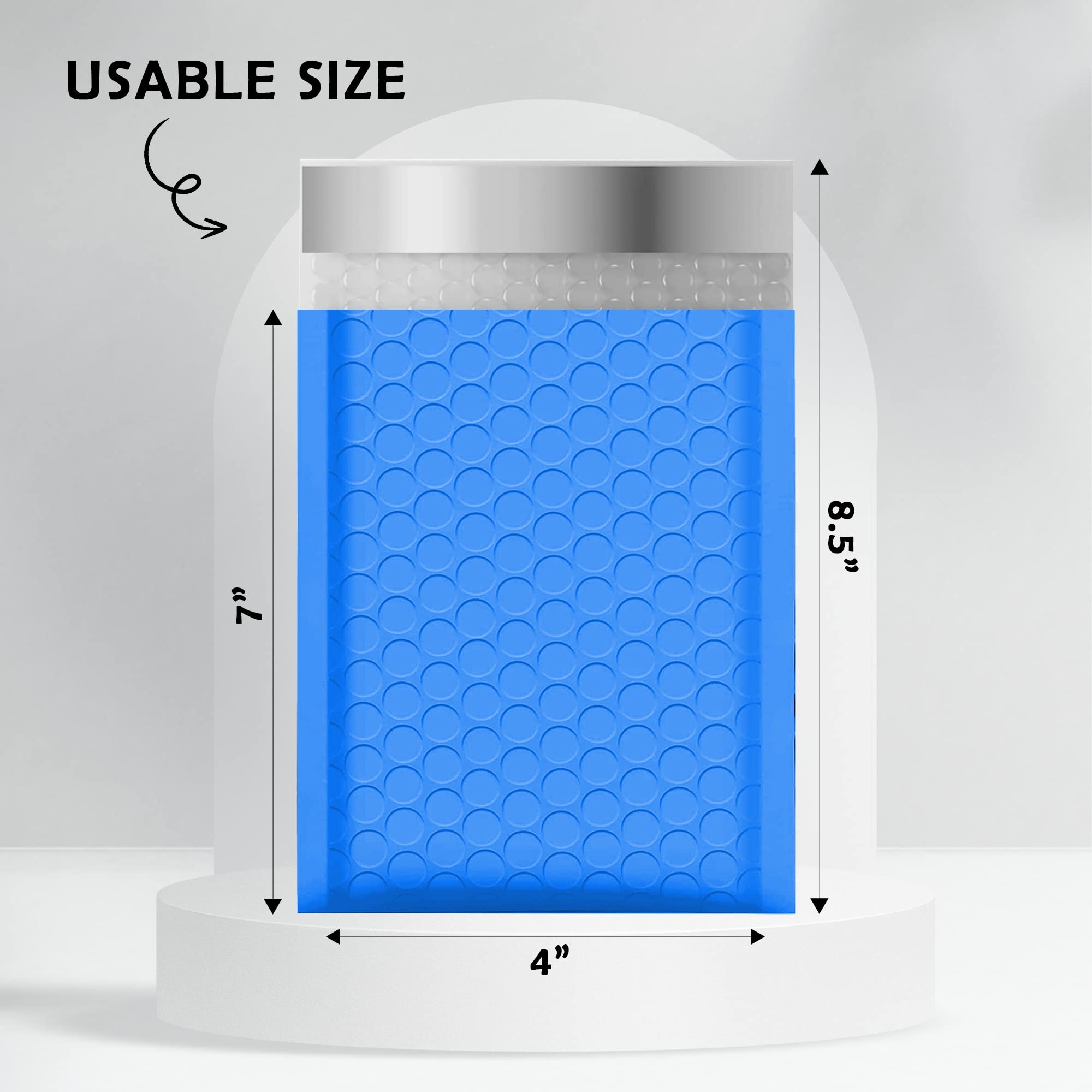 Yens Sobres de burbujas de polietileno impermeables, autoadhesivos, sobres acolchados para envío, correo, embalaje (azul, PM#000 (4 x 8), 50 unidades)
