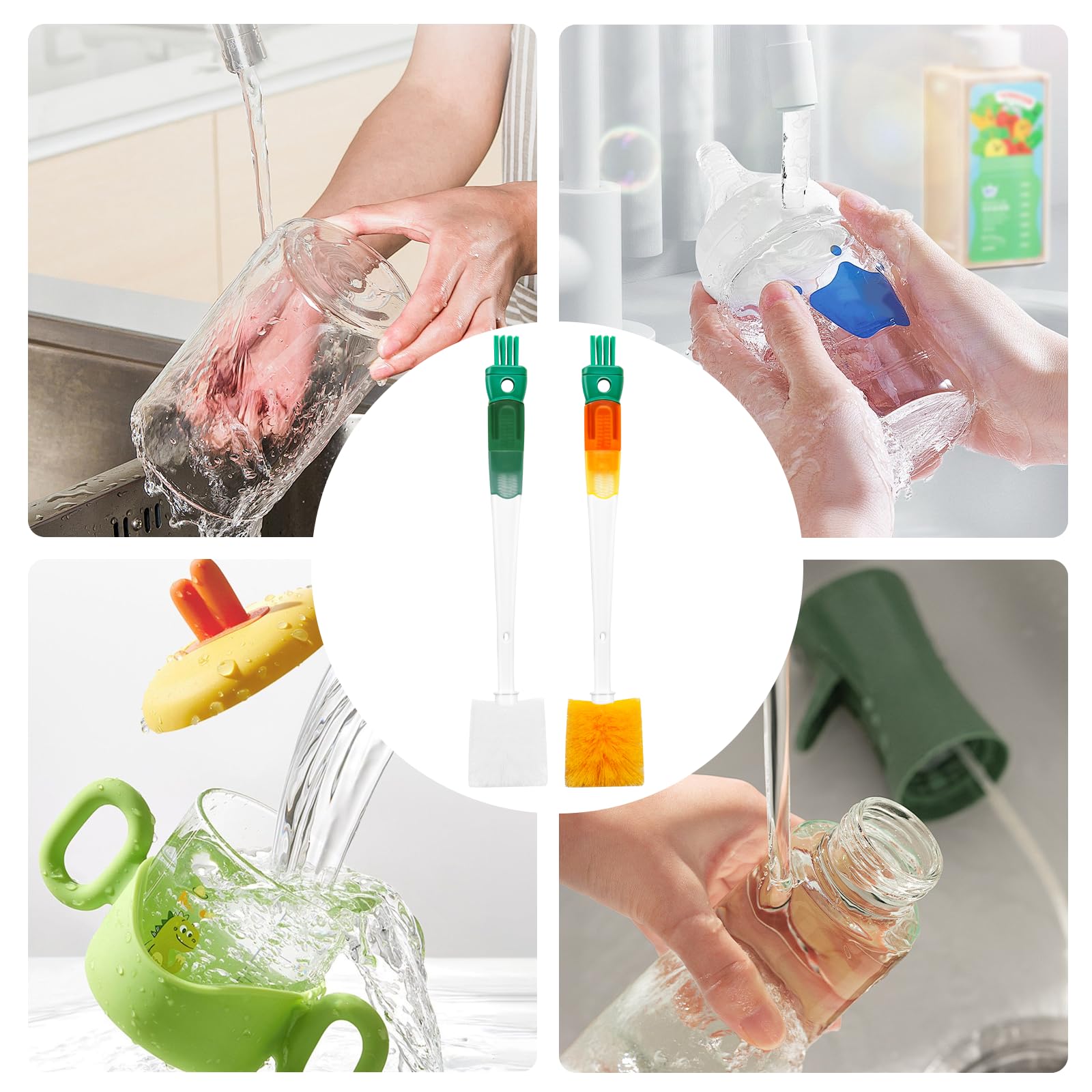 2 Pezzi 5 in 1 Scovolino per Bottiglie, Borraccia, Biberon e Cannucce, Bottiglie Termiche