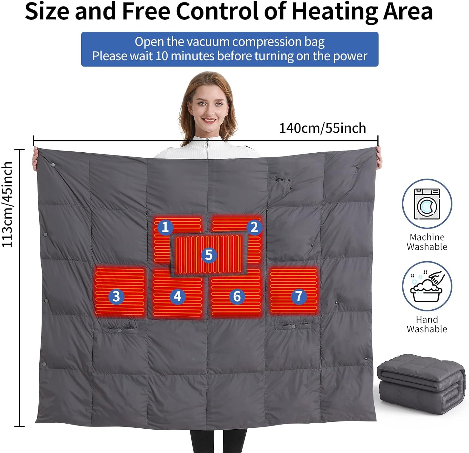 review Heated Blanket Electric Blanket Throw, Portable Wearable Heating Blanket with 3 Heating Levels & Overheating Protection, USB Outdoor Cordless Heated Blanket for Car Office Hiking Women & Men(55x45 '')