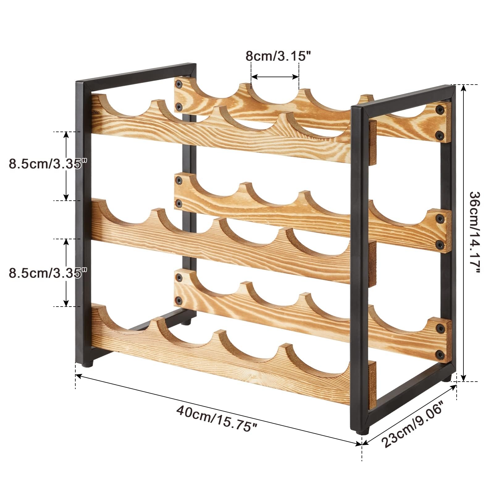IBUYKE Portabottiglie 12 Bottiglie,Cantinette Vino in Legno,TMJ904H | Portabottiglie Vino da Terra Per Ba Cucina Sala Da Pranzo Dispensa Armadio