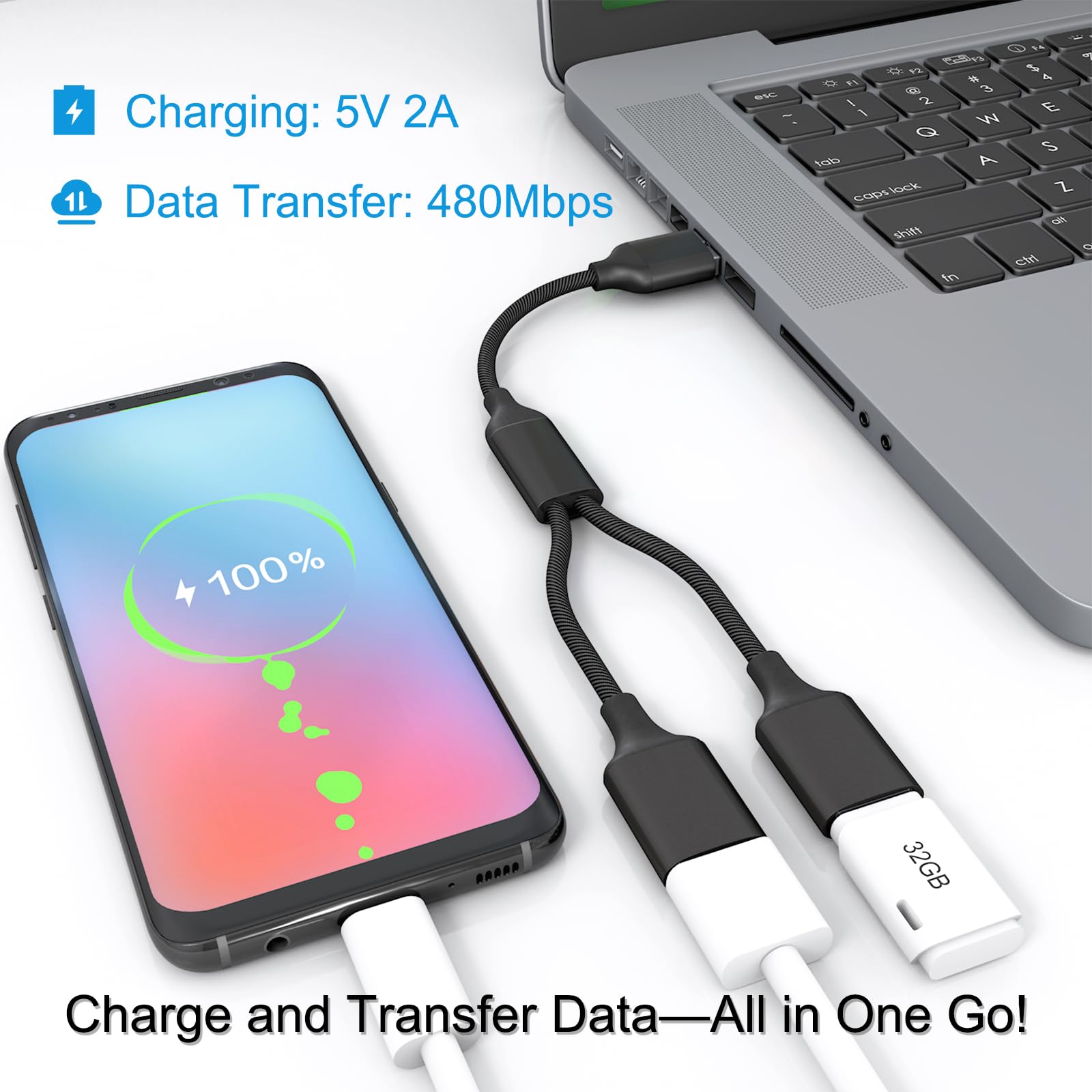 Usb Spliter Kclkda USB Splitter – 1 To 2 Port USB Adapter For Charging ...