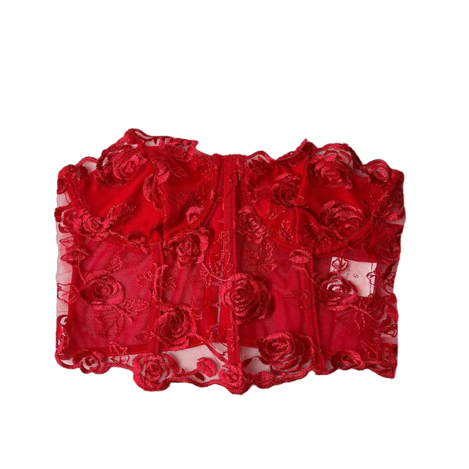 HAAR Top Bustier Aderente Rose Ricamato Giubbotto Corsetto In Pizzo Femminile Prospettiva Di Moda Top Source Wate Senza Spalline Club.