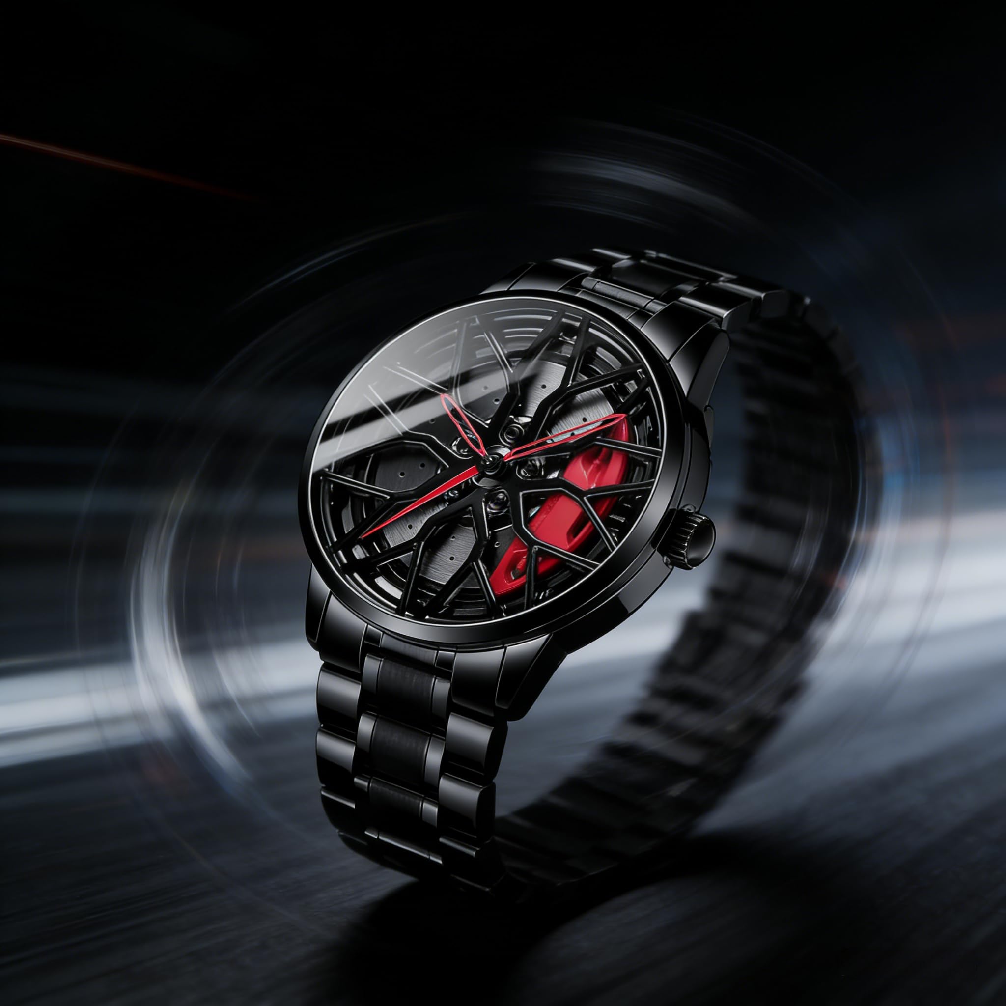 Mihawk Motorsport męski zegarek na rękę z obrotową kostką 3D ze stali nierdzewnej, szkło mineralne, zegarek sportowy, zegarek kwarcowy (G63), bransoletka