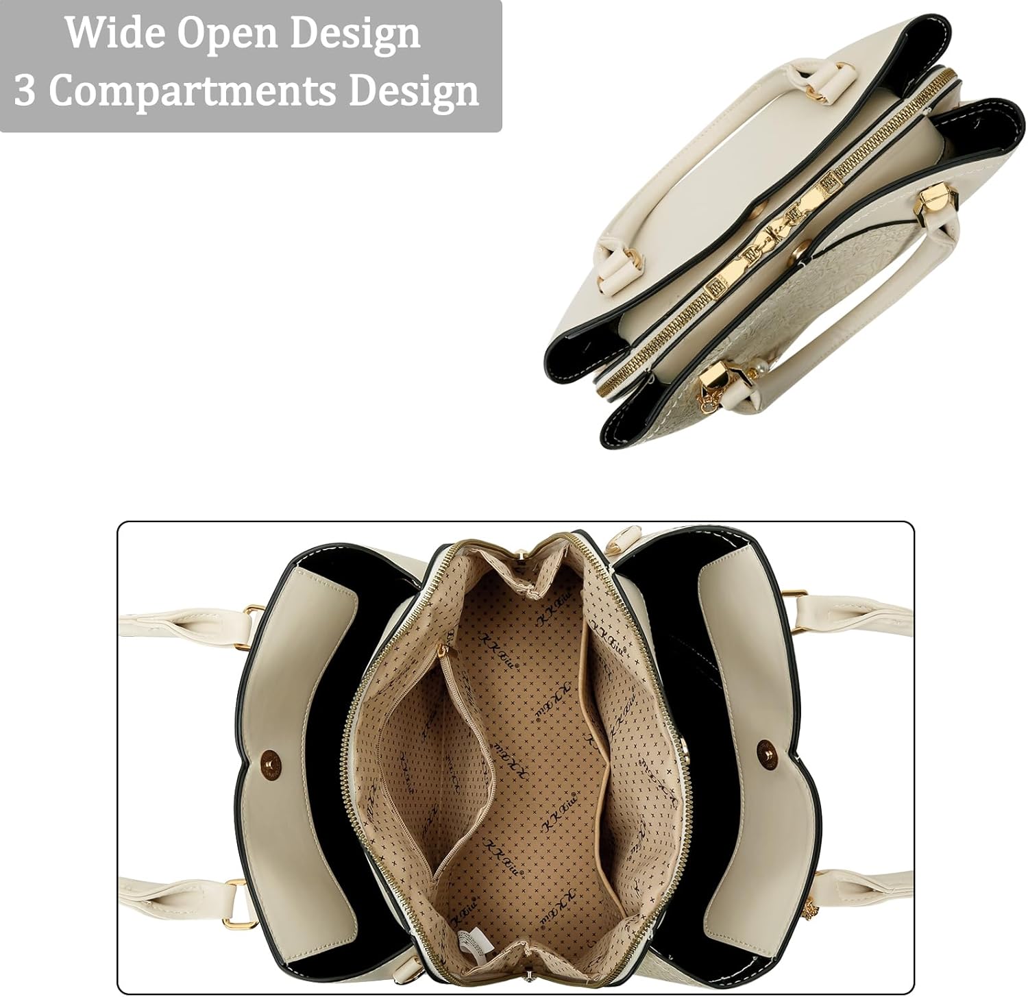 KKXIU Triple Compartments Purses and Handbags for Women Fashion Ladies Satchel Shoulder Top Handle Bag - Image 6