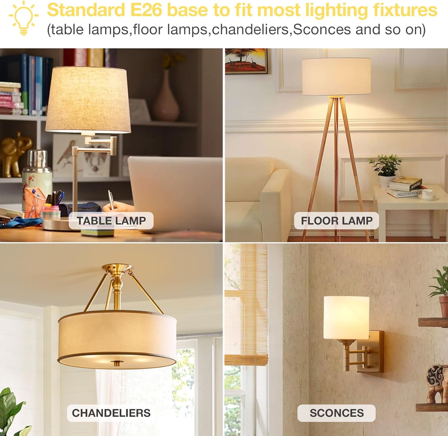 aooshine A60 E26 LED Light Bulb - 3 Color Temperatures (3000K/5000K/4000K), E26 Standard Medium Base, Non-Dimmable, 1 Pack, 120Volts 9Watts LED Bulbs for Table Lamp/Floor Lamp/Chandeliers