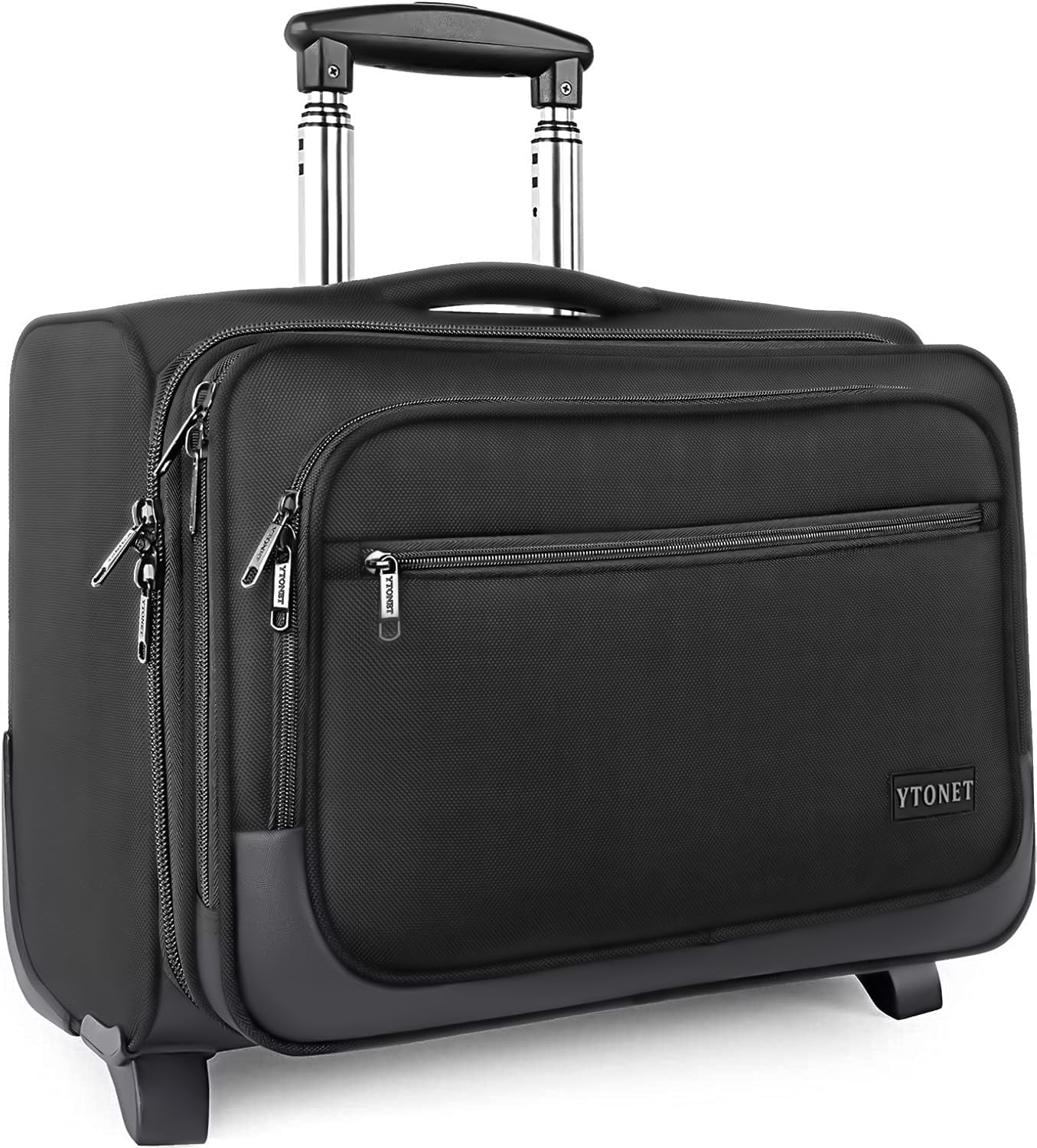 Rolling Laptop Bag, 17 Inch Rolling Briefcase for Men Women, Water Resistant Roller Bag with Wheels and USB Charging Port for Business Travel Work, Black