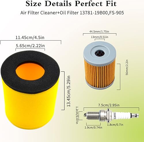 Miniatura 3 de 13781-19B00 FS-905 Filtro de aire con filtro de aceite Bujía compatible con Suzuki 1987-2002/Quad Runner 250 LT-4WD LT-F250 2x4 4x41987-2001/King