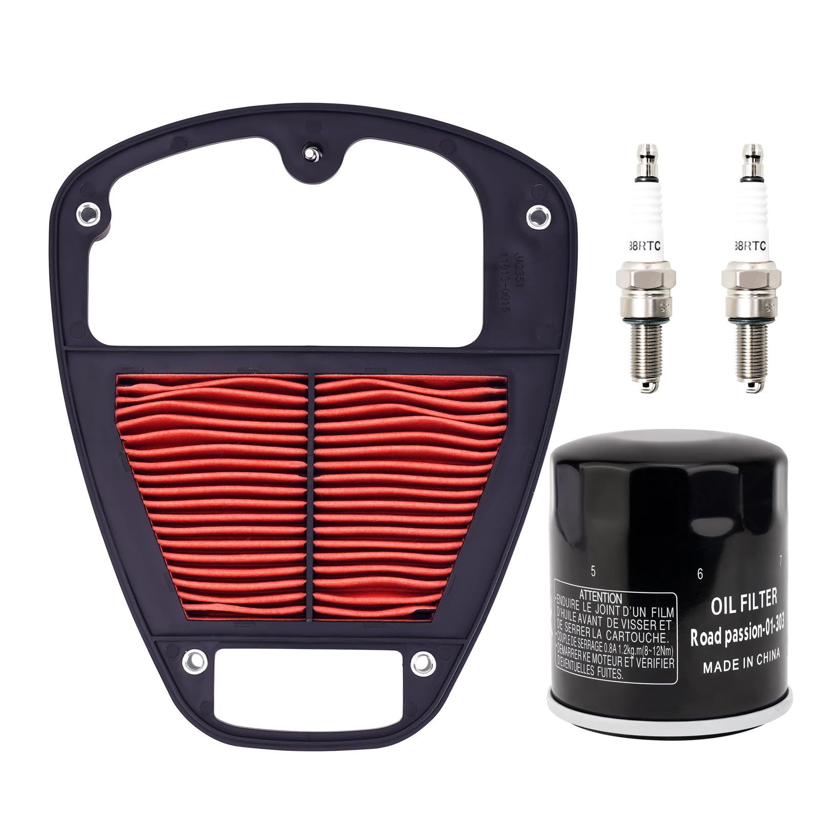 Road Passion Moto Filtro de Aire 11013-0917 HFA2919 & Filtro de aceite & Candele di accensione Compatible para Kawasaki VN900 Vulcan 900 Custom 2006-2023/ VN900 Classic SE Special Edition 2011-2014