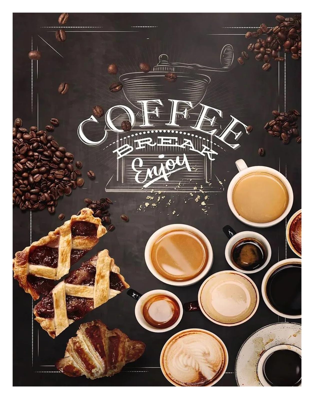 Xenite K Wall Art Canvas Prints Coffee Cup Poster Nordic Prints Bakery Pizza Chalkboards Canvas Painting Pictures For Cafe Store Home Itchen Decor(,50X70cm)