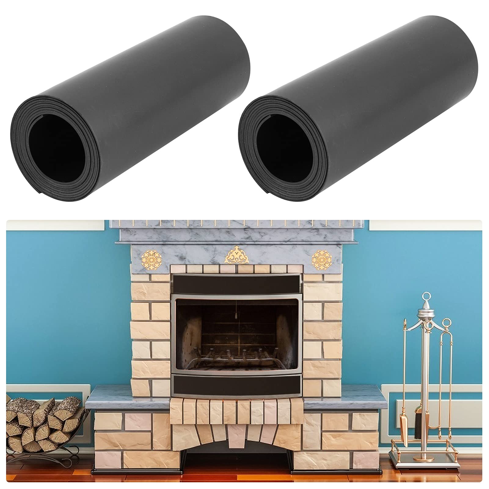 Beeplove Magnetic Fireplace Draft Stopper - 2pcs Fireplace Vent Covers, Screen Insulation Blocker for Winter Indoor Prevent Cold Air and Heat Loss (Black 36 * 4in)
