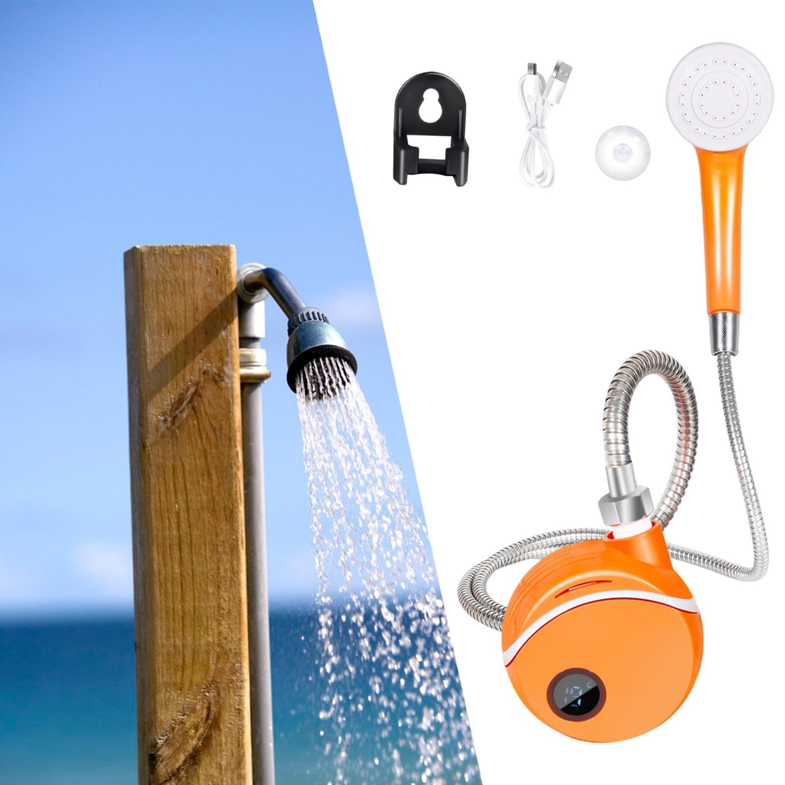 rockible Douche de Camping Portable avec Tuyau, Douche électrique d'extérieur pour la Plage