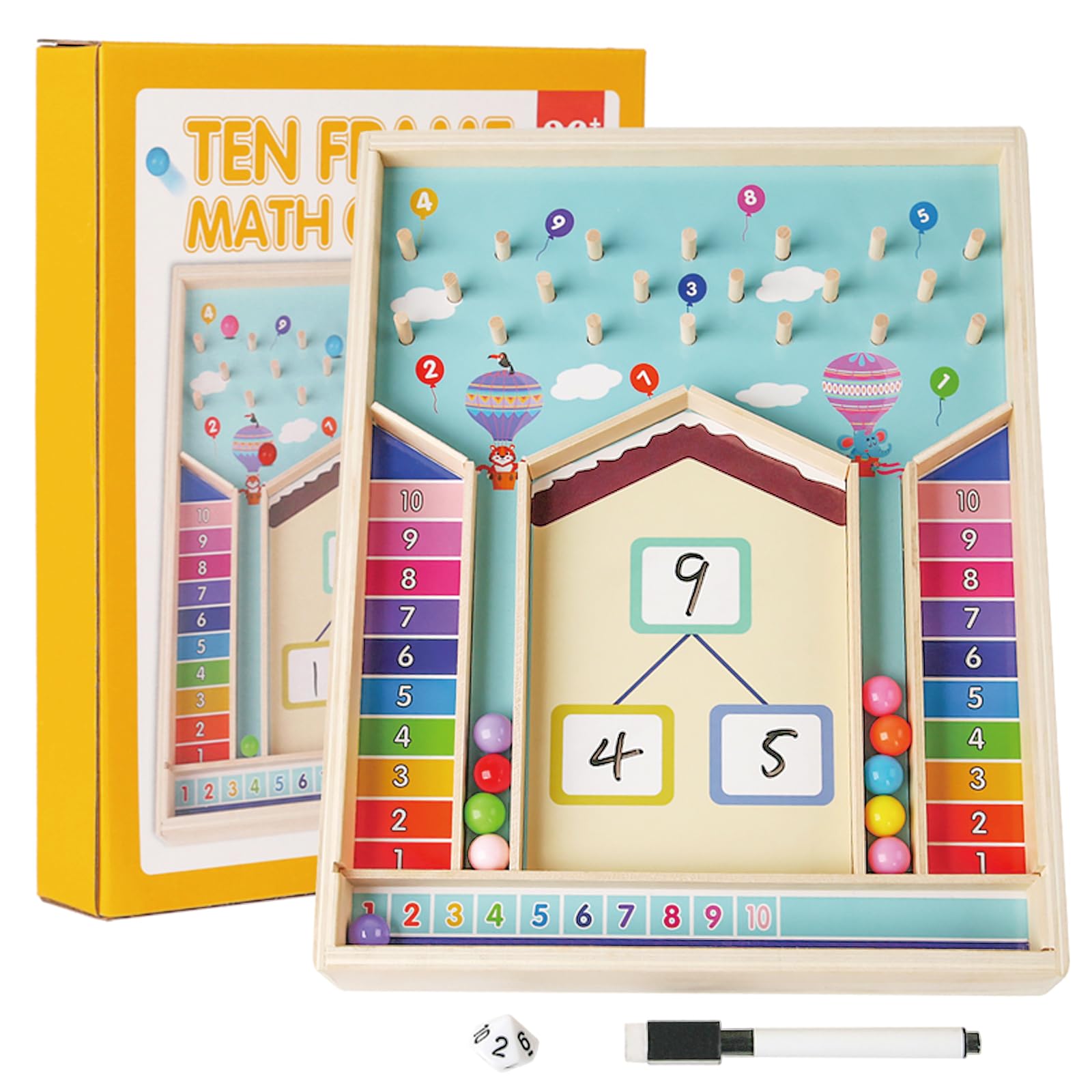 Dr. MUYA® Montessori Toy for 3 4 5 Years, Number Decompose Game, Wooden Toys, Wooden Board Game Montessori Toy