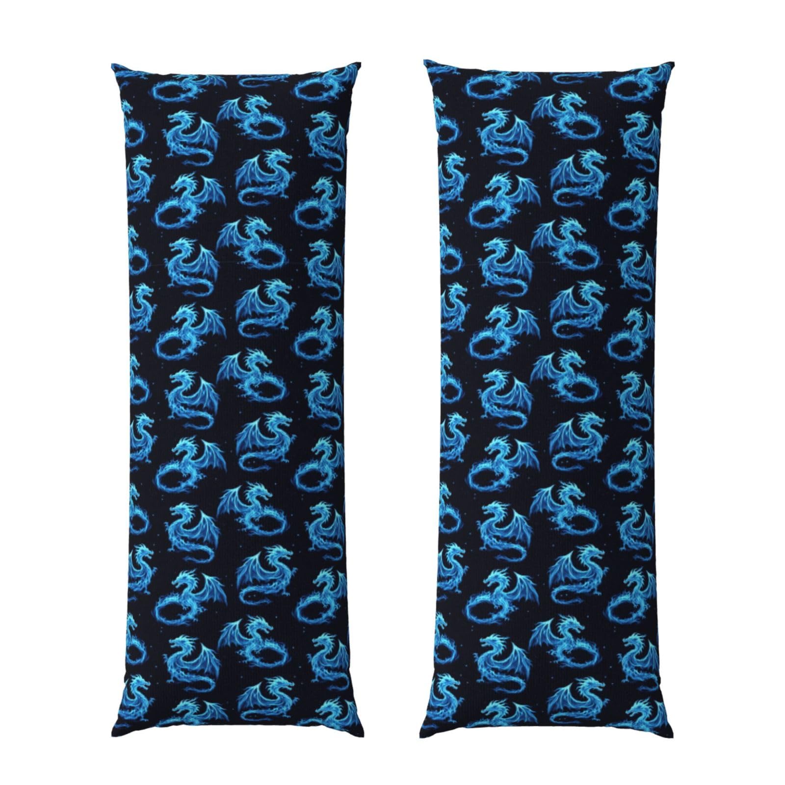 Body Pillowcase 20x60 Inch, Blue Fire Flame Dragon, Luxury Soft Pillow Cover with Zipper Closure, Plush Breathable Fabric for Men Women Bed Sofa Home
