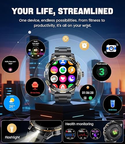 Miniatura 7 de LIGE Relojes inteligentes para hombres, marcarespuesta de llamada, reloj de fitness AMOLED de 1.43 pulgadas con monitor de frecuencia cardíacasueño,