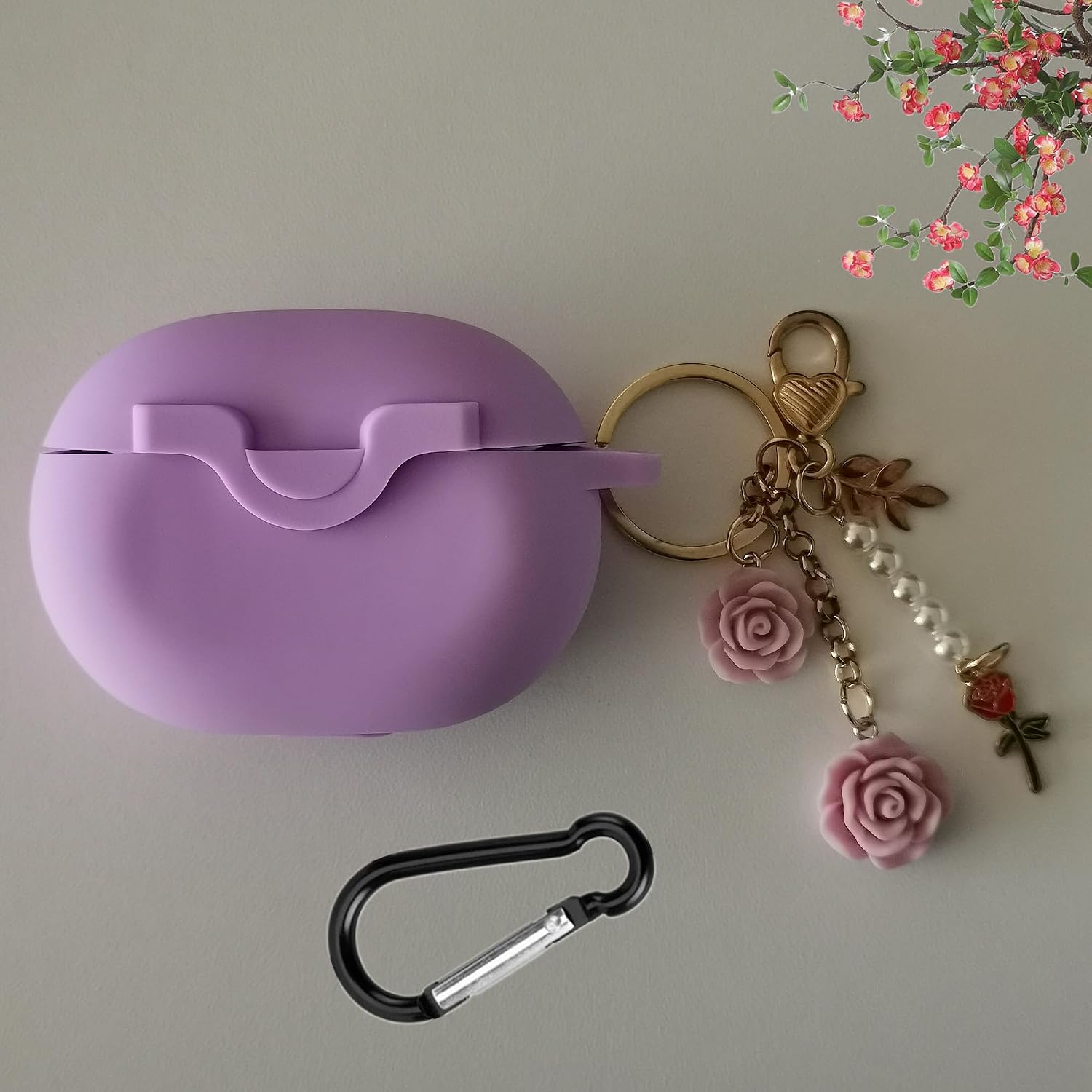 Cute Case for Beats Studio Buds/Studio Buds + Silicone Case Cover 2021/2023, [Secure Lock] Cool Kawaii Women Girls Teen with Keychain for New Beats Studio Earbuds + Cases (Lock Purple) image 5