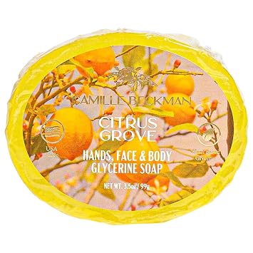 Camille Beckman, Citrus Grove Scented Glycerine Bar Soap for Hands, Face and Body, 3.5 Ounce