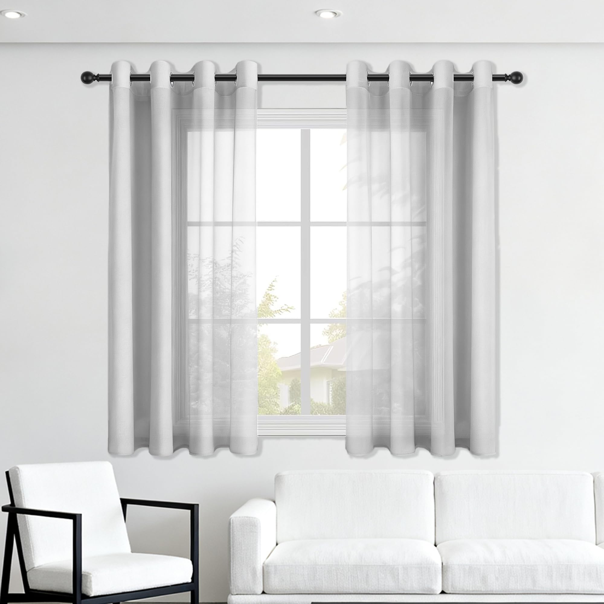 Rideaux voilages haut de gamme 360x285 cm pour un intérieur de salon chic et épuré
