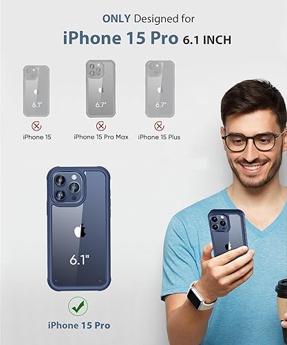 Miniatura 8 de Funda para iPhone 15 Pro Max, protector de pantalla integrado, con protector de lente de cámara, carcasa de cuerpo completo resistente a prueba de