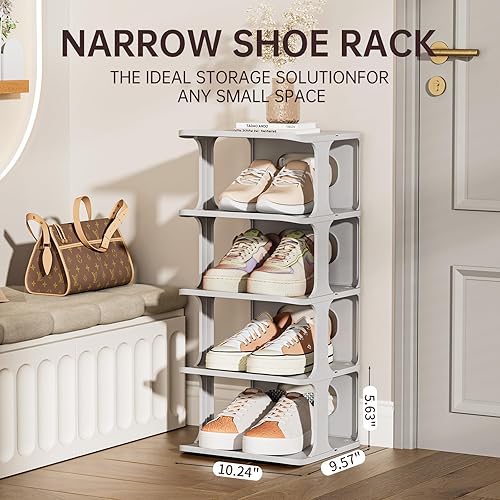 Miniatura 3 de HAIXIN Zapatero para armario, organizador de zapatos apilable para armario, zapatero estrecho que ahorra espacio para entrada de puerta delantera,