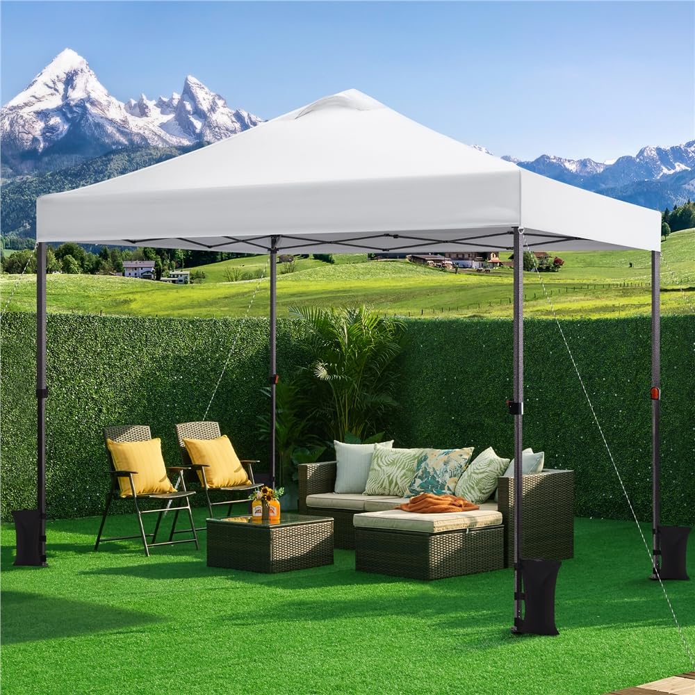 Yaheetech Tonnelle Pliante 3×3m Hauteur Réglable UPF 50+ Imperméable Blanc | Résiste au Vent, avec Sac de Transport Sac de Sable Cordes et Piquets, pour Mariage Camping Jardin Fêtes Foire