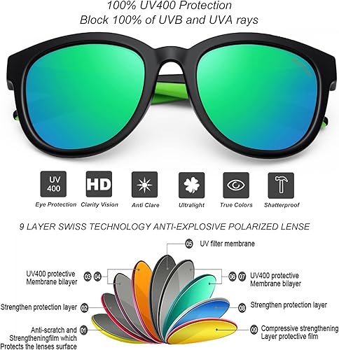 Miniatura 3 de DEAFRAIN Lentes de sol polarizados para niños y niñas de 6 a 12 años