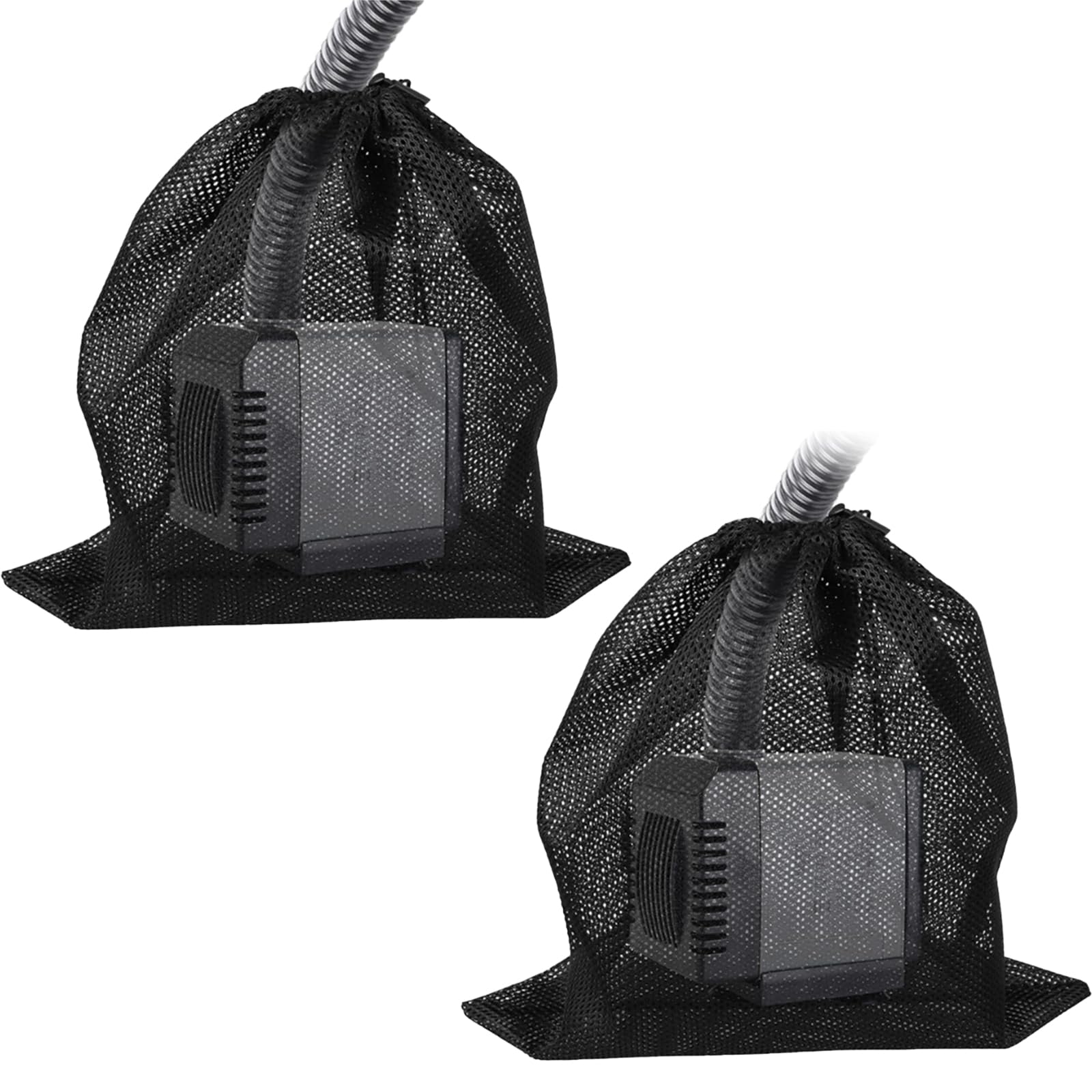 lenpestia Pump Barrier Bag 2 Pcs Large Pond Pump Filter Bag Black Nylon Pump Mesh Bag with Drawstring for Most Pumps, Fountain, Aquarium Swimming Pond