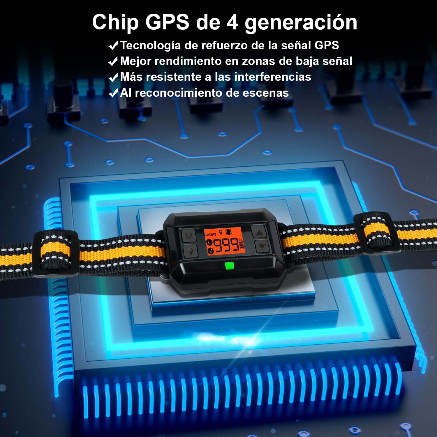 Sistema Valla Inalámbrica para Perros GPS Uso en Exteriores, Collar Valla Antifuga, IPX7 Impermeables, 4ra Gen última Tecnología de Chip GPS, Radio hasta 999 Yardas, para Perros Medianos y Grandes