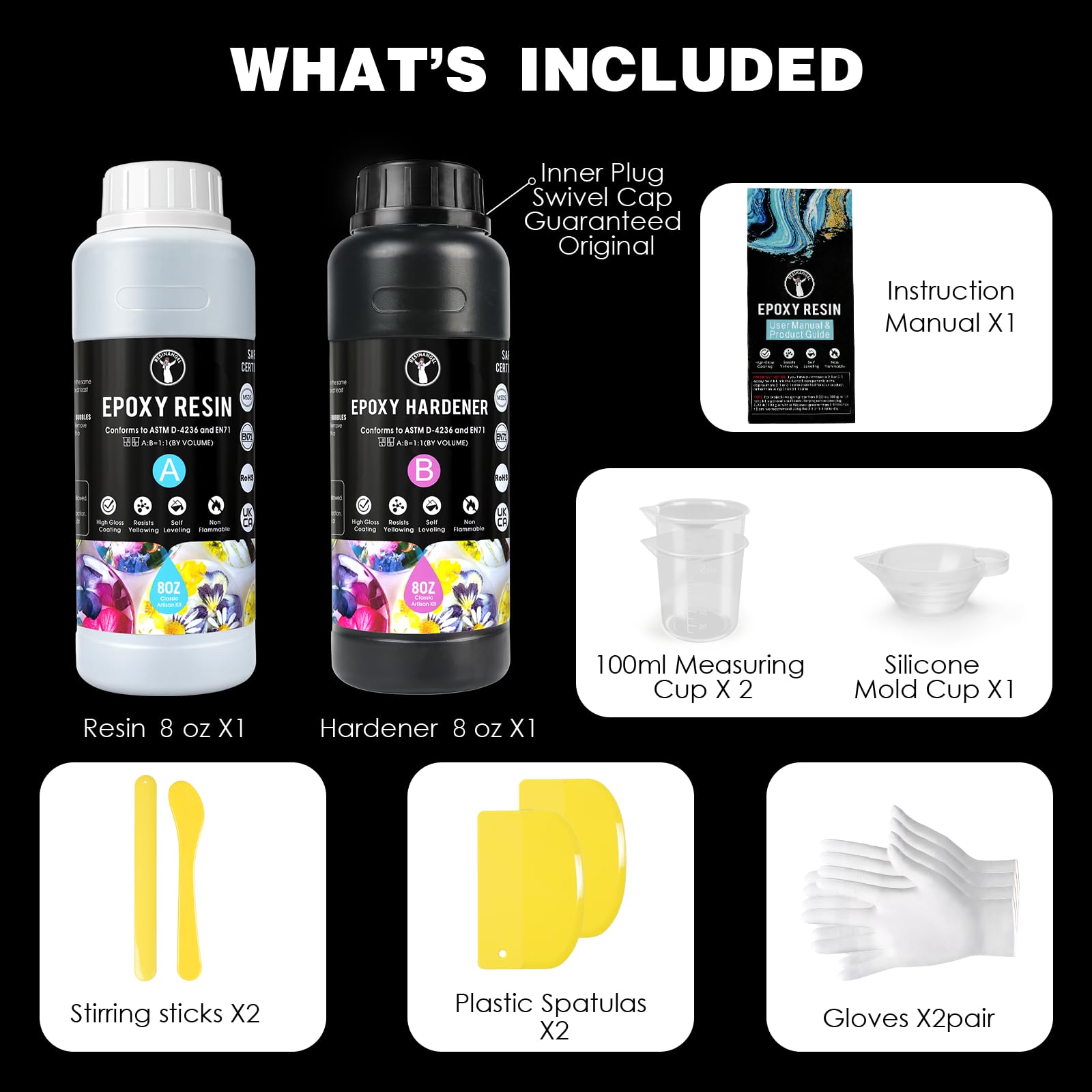 Resine Epoxy Transparente Et Durcisseur, 32oz/948ml ésine époxy Transparente, 1: 1 Ratio Transparent Résine époxy Cristalline Pour Moulage Et Revêtement, Fabrication De Bijoux, Bois, Peinture (32oz