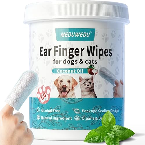 Miniatura 9 de MEDUWEDU Toallitas limpiadoras de oídos, 60 unidades, limpiador de oídos para perros, kit de cuidado para perros y gatos, almohadillas de limpieza