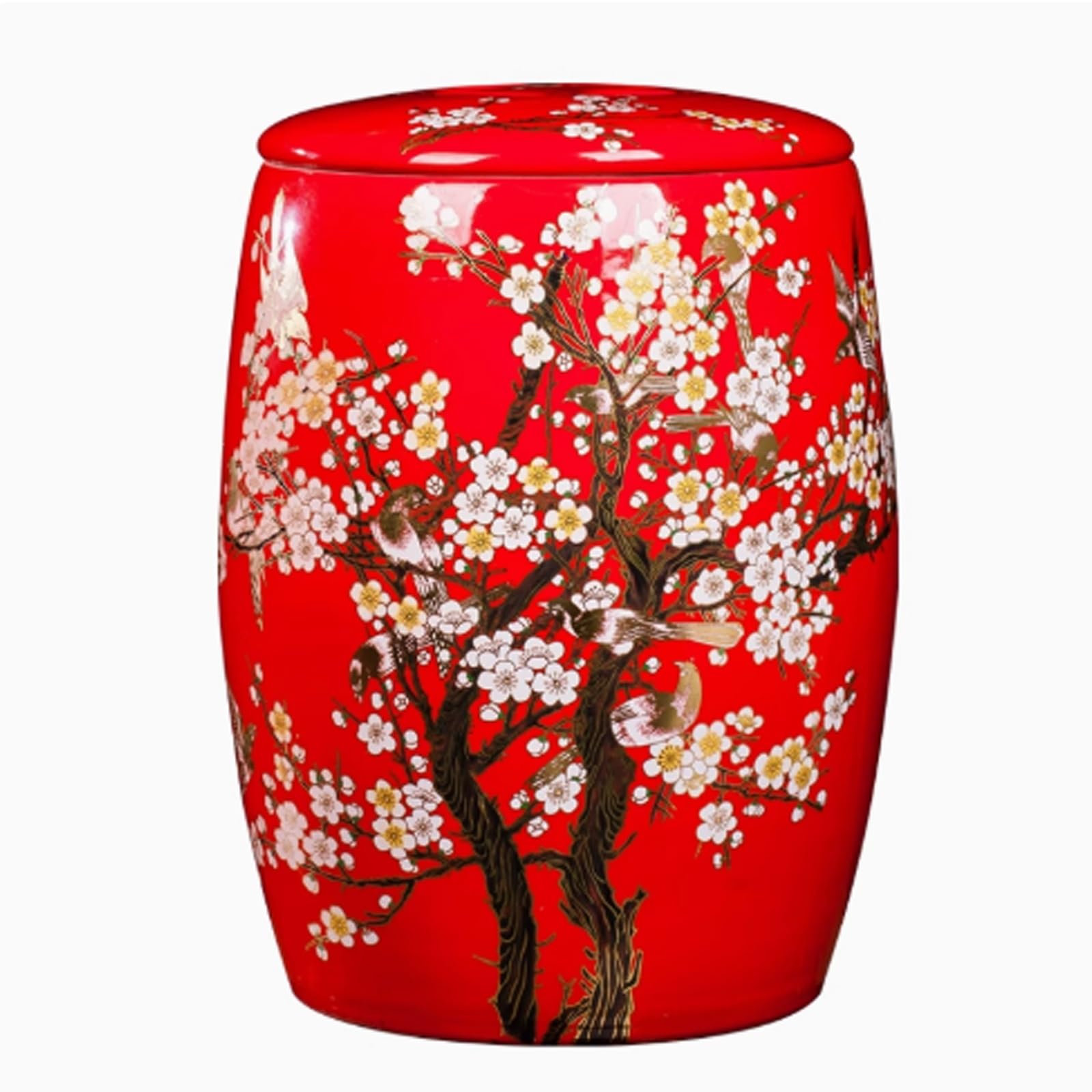 MESCXTY Kitchen Sealed Jar Ceramic Rice Chinese Storage Container with Lid rice storage ceramic jar Ceramics Household Jar(Red,25kg)