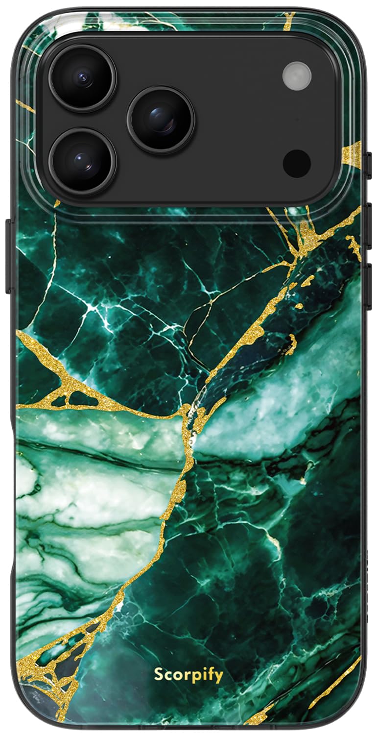 Coque iPhone 10 Pro antichoc marbre vert finitions dorées pour éviter les rayures avec style