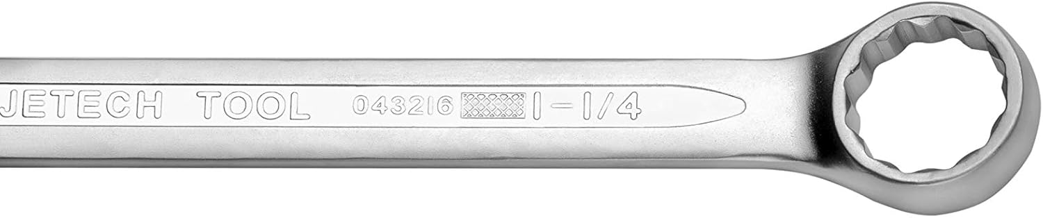 Jetech 1-1/4" Combination Wrench, SAE 12-Point Chrome Vanadium Steel Spanner, Industrial Grade with 15-Degree Offset, Sand Blasted Finish, Heat-Treated Forged Tool