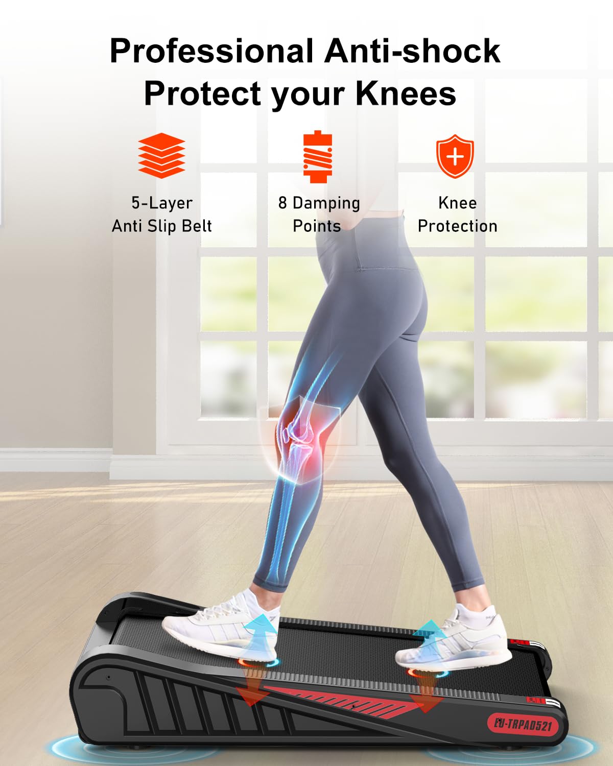 AiQInu Mini Laufband Walking Pad - 2-8 Km/h Mit 5% Steigung, Bluetooth APP & Fernbedienung