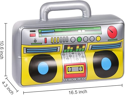 Miniatura 3 de 6 piezas inflables Boombox  Suministros de fiesta de los años 80 y 90 decoraciones inflables Boom  raperos Hip Hop B-niños accesorios de disfraz
