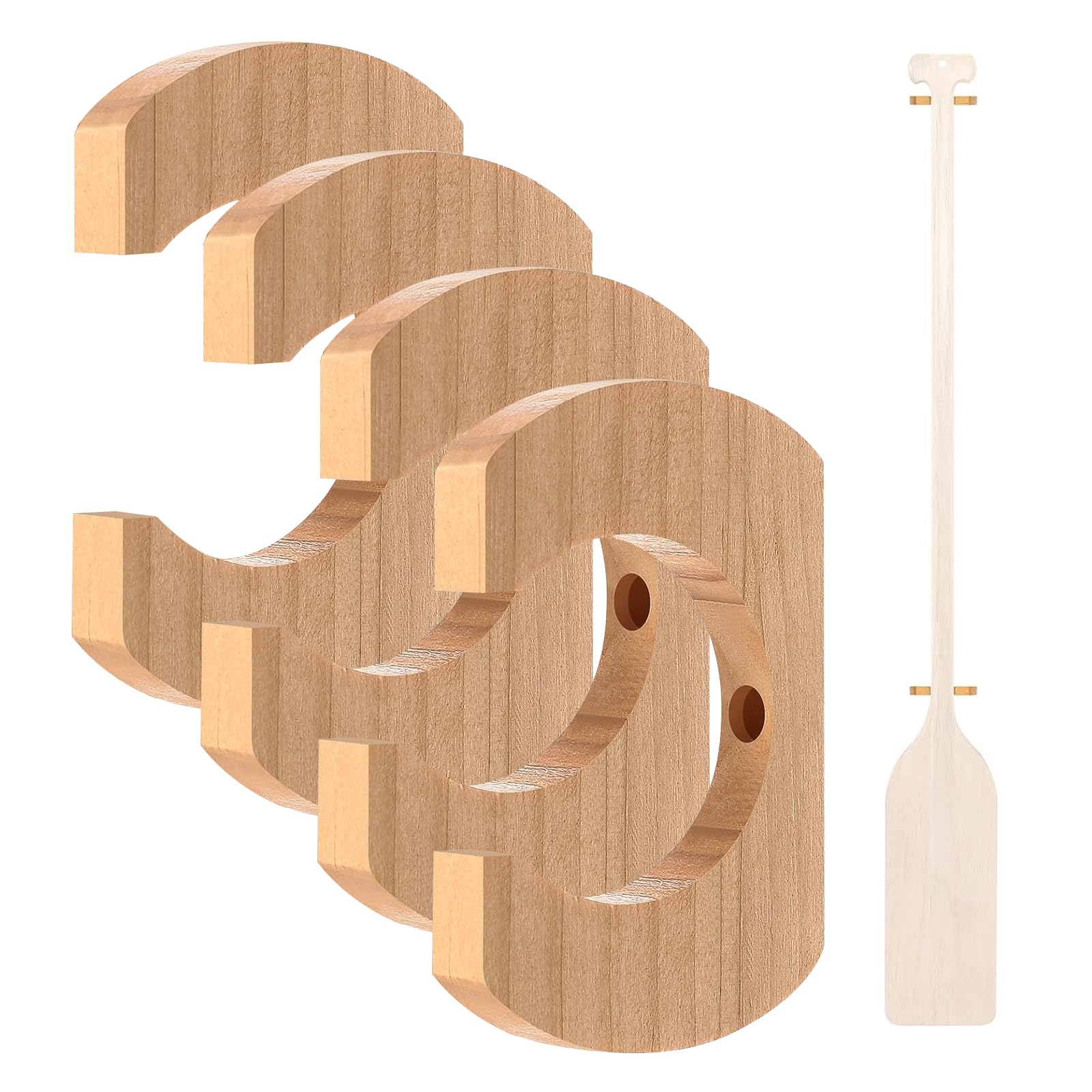 Btstil Wall Hook for Paddle Kayak, 4 Pcs Wooden Paddle Holder Hangers Racks, Hanging Oar Wall Decor Oar Board Accessories for Kayak Sup Canoe Dragon Boat Paddles