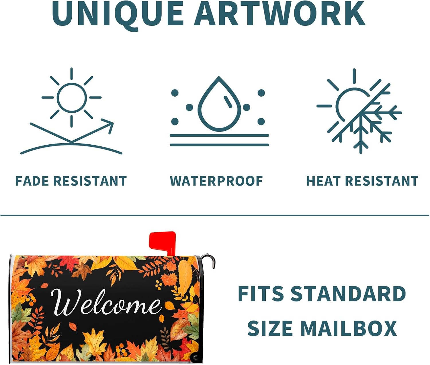 Happy Fall Oversized Mailbox Covers 25x21 Inch Fall Maple Leaves Mailbox Decorations Autumn Thanksgiving Welcome Mailbox Post Protector Seasonal Letterbox Covers for Garden Yard Outdoor Outside