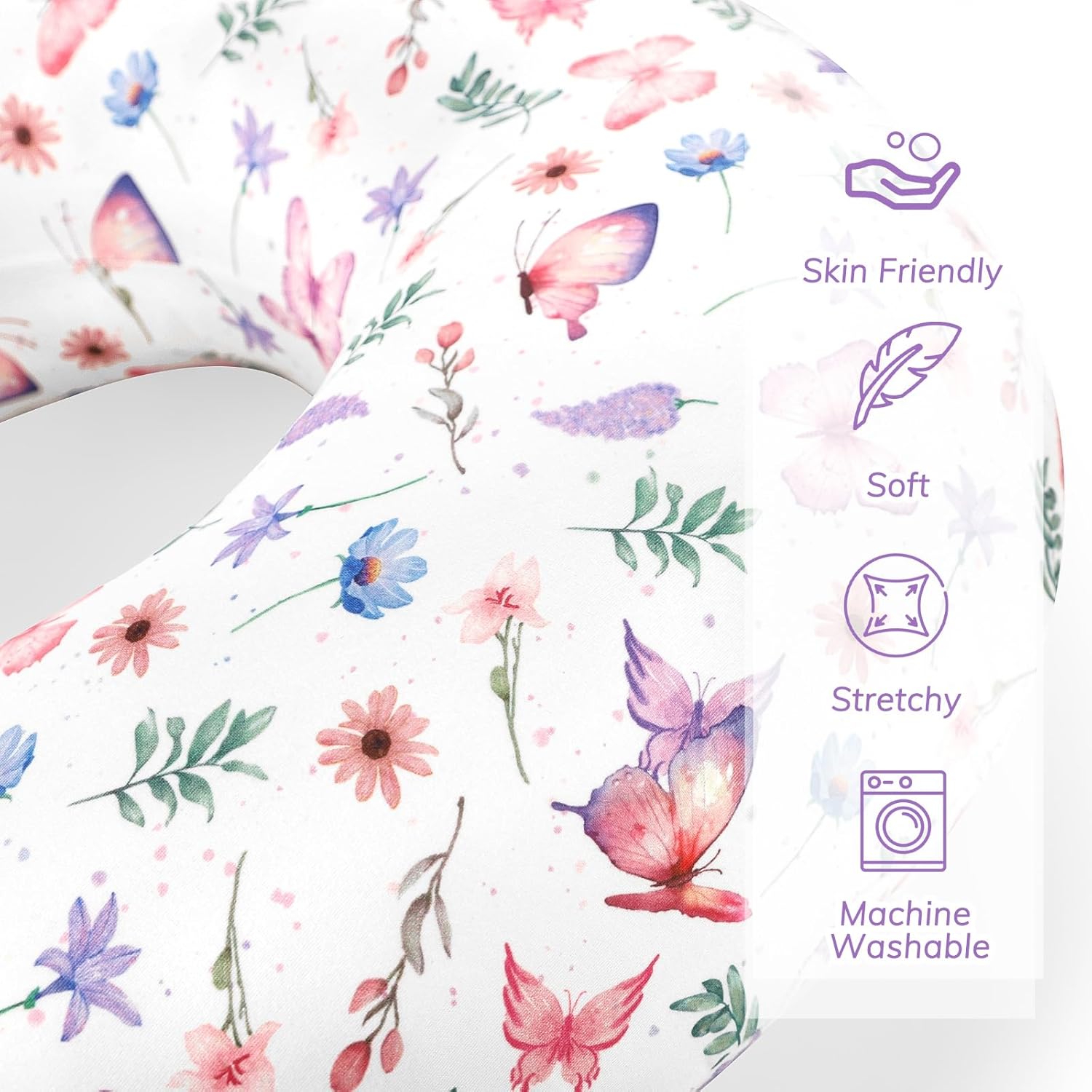 Pack of Baby Car Seat Cover and Nursing Pillow Cover Set with Beautiful Buitterfly Patterns