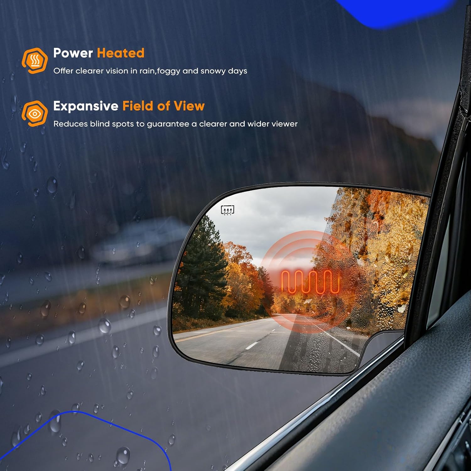 ECCPP Exterior Mirror Driver Side(LH) fit for Chevy Avalanche Suburban Silverado Tahoe for GMC Sierra Hybrid Classic Yukon Power Heated Left Side Replacement Mirror Glass