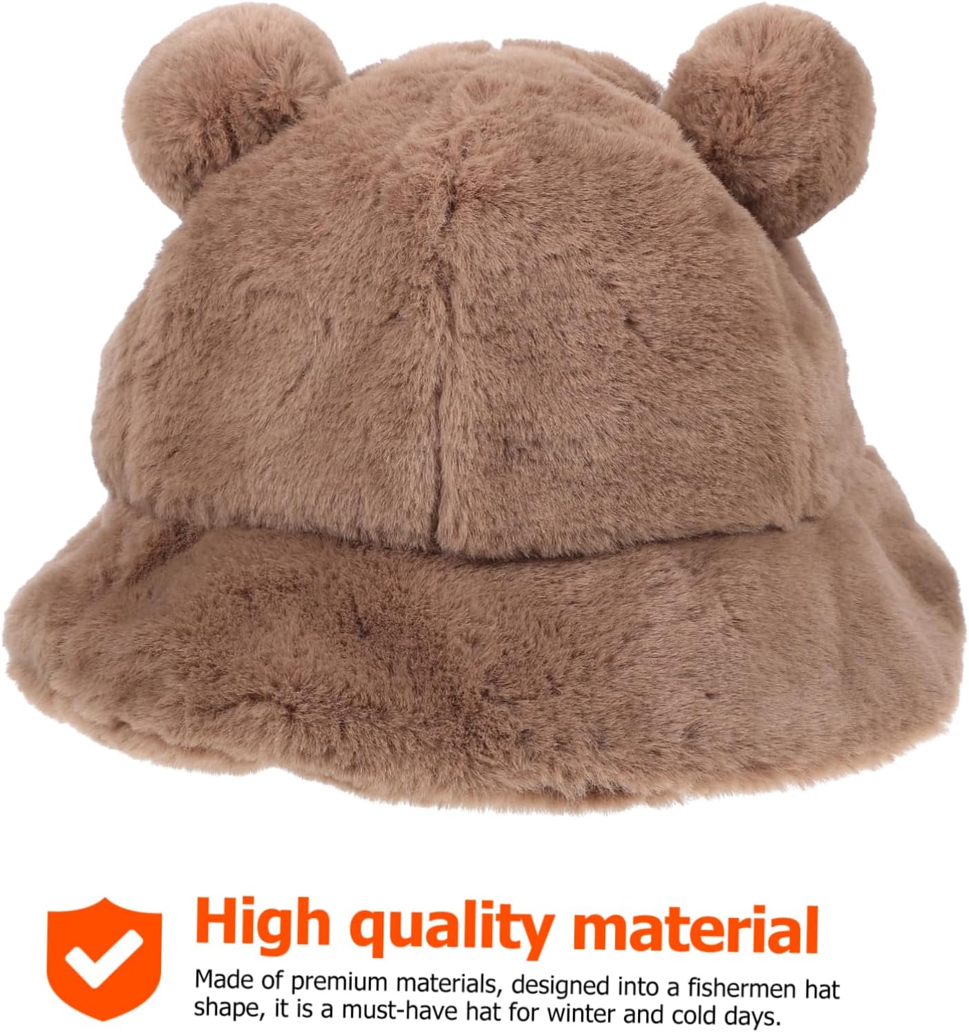 LIFKOME Warm Plush Little Bear Ear Hat for Women Furry Cap for Cold Days Cute Fisherman Style for Parties and Everyday Wear Khaki