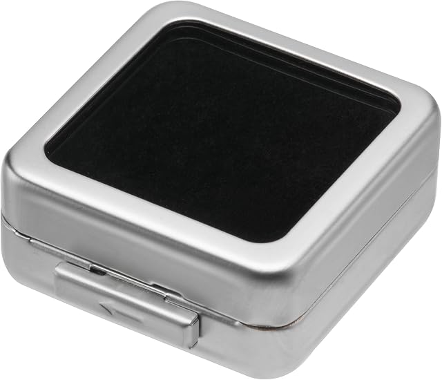 POKOFO Glass Top Loose Diamond or Gemstone Display Box Case Holder Show Container Metal (Silver)