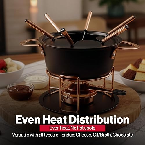 Miniatura 53 de Swissmar Summit - Juego de fondue de hierro fundido negro mate de 10 piezas, ideal para derretir queso, chocolate, mantequilla y más, perfecto
