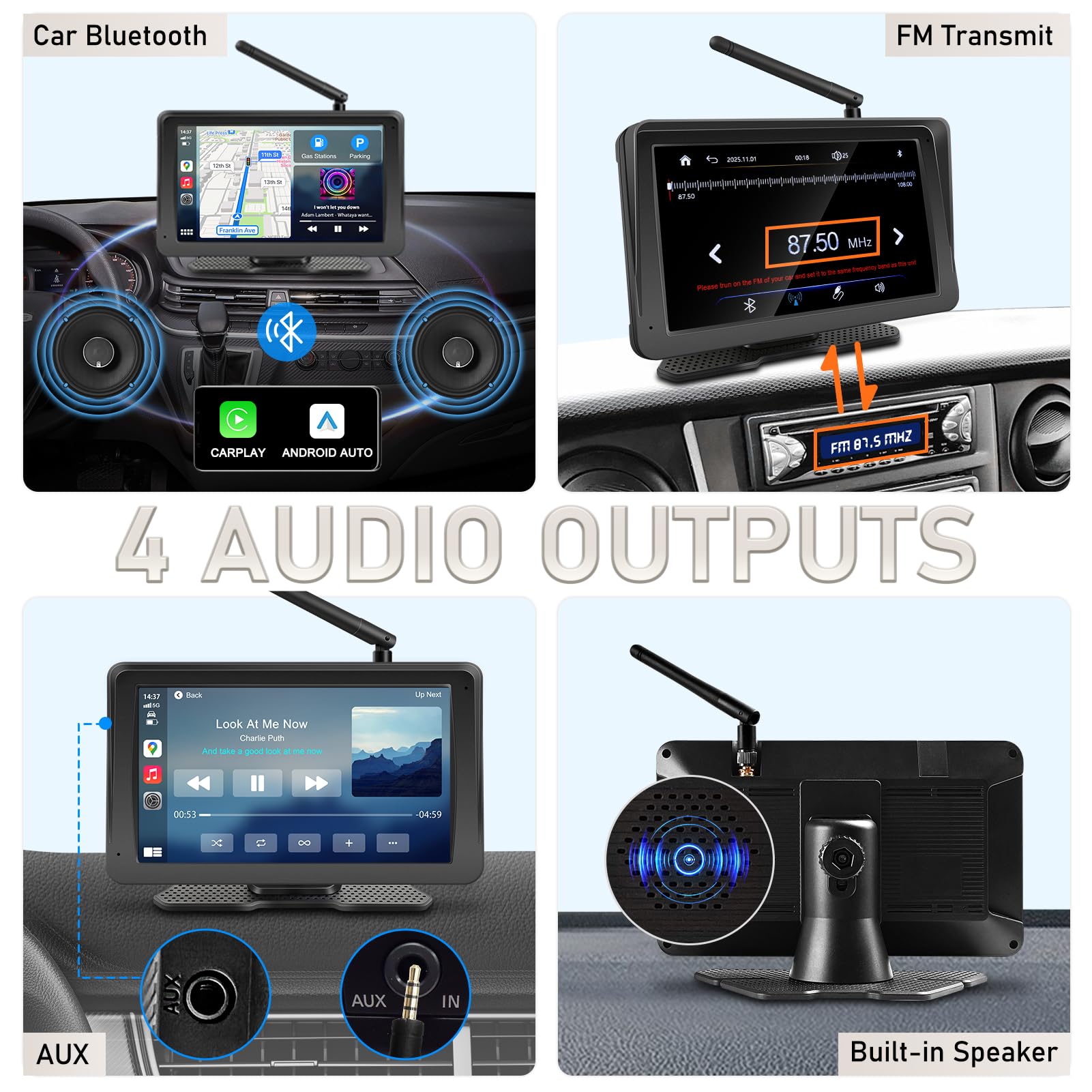 URVOLAX Camera de Recul sans Fil: Ecran Voiture Portable 7 Pouces Apple CarPlay/Android Auto - Batterie 10 000mAh avec Solaire - pour Camping Car Camion Remorque Caravane (69X Premier de l Industrie)