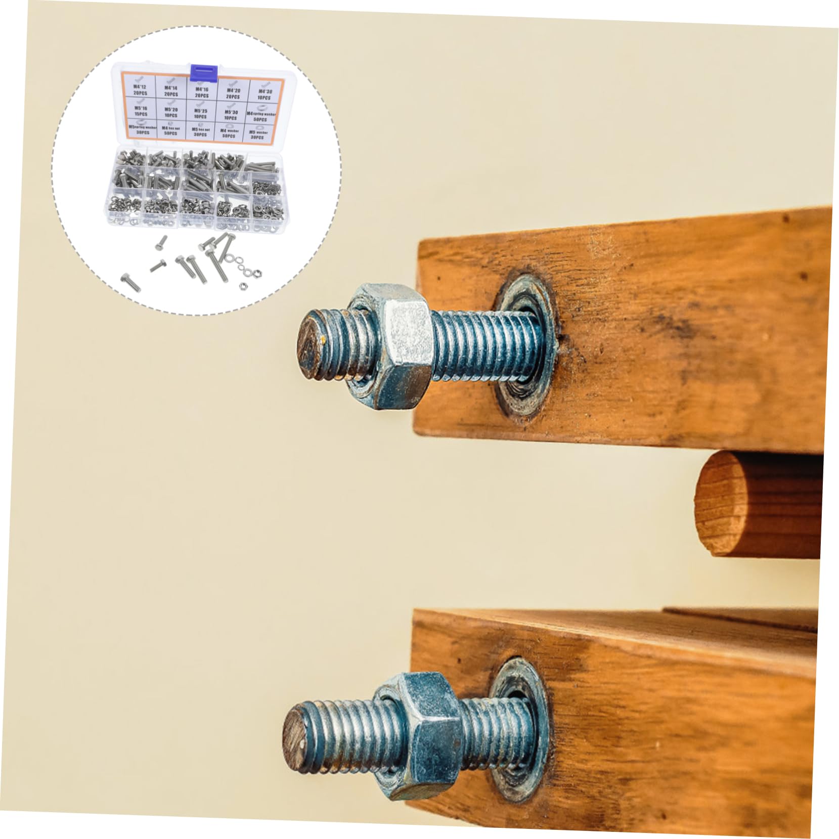 Cabilock 375Piezas Kit Tornillos Tuercas y Arandelas Inoxidable para Reparaciones de Maquinaria Muebles y Vehículos Resistente y Duradero