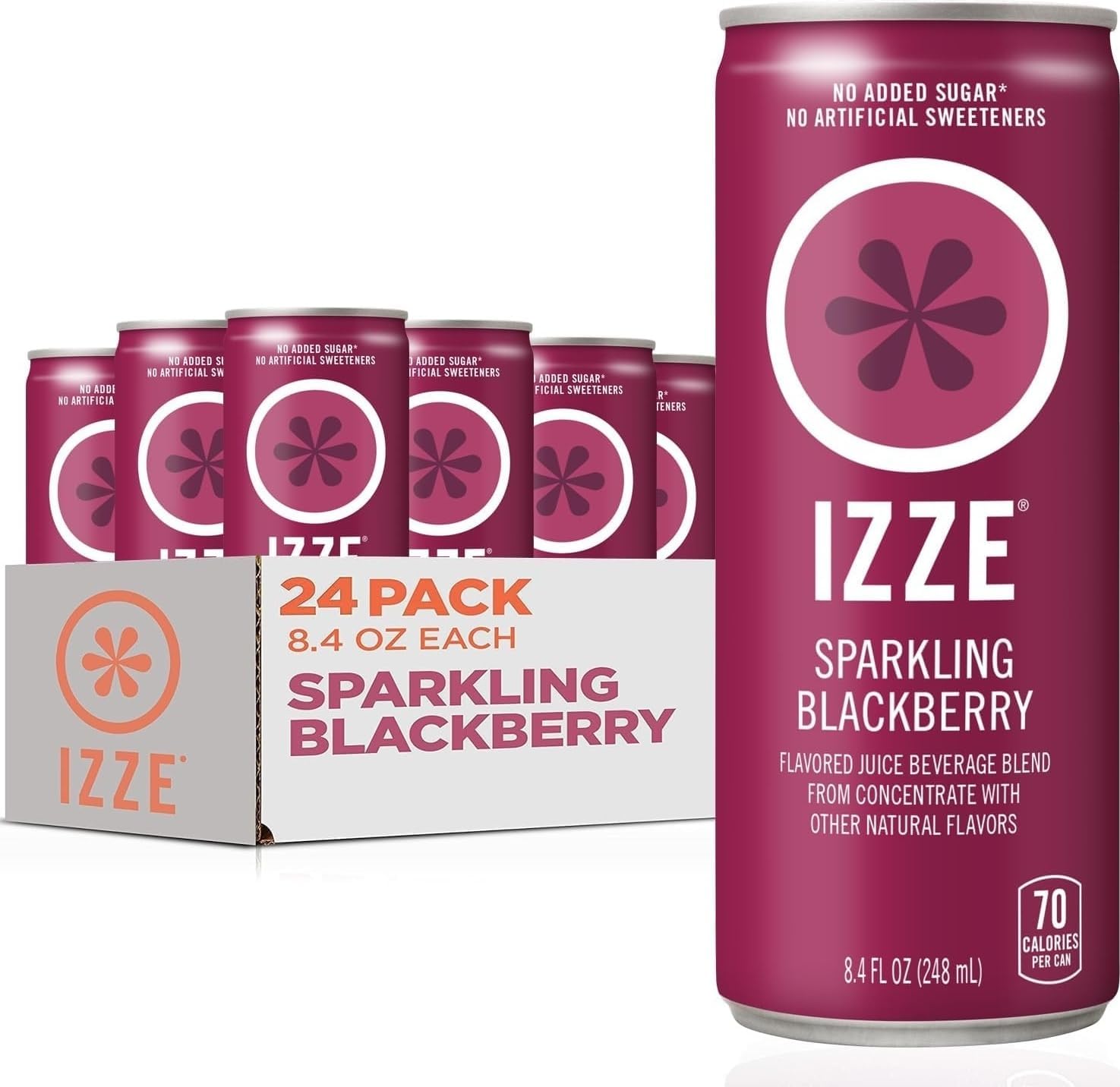 - Sparkling Water Juice Beverage Blend, Blackberry, No Sugar Added, 8.4 FL OZ, 24 Cans