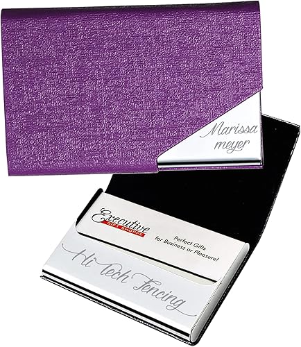 Tarjetero personalizado para tarjetas de visita, estuche grabado para tarjetas de visita, piel sintética de alta calidad y acero inoxidable,