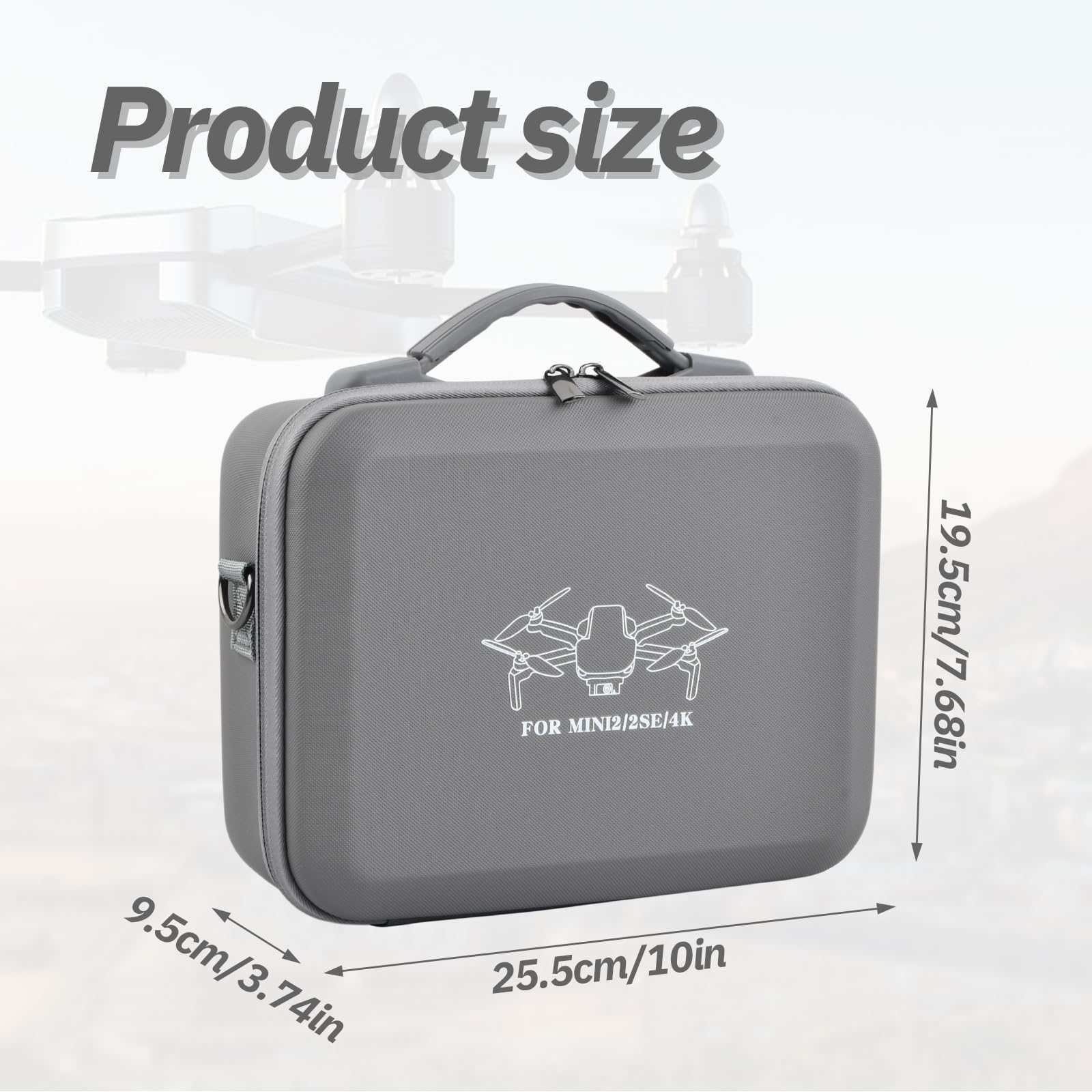 Custodia per DJI MINI 4k/Mini 2/ 2 SE, Impermeabile Compatto e portatile Borsa per DJI minis 4k attacco controller e supporti eliche con tracolla e maniglia, Grigio