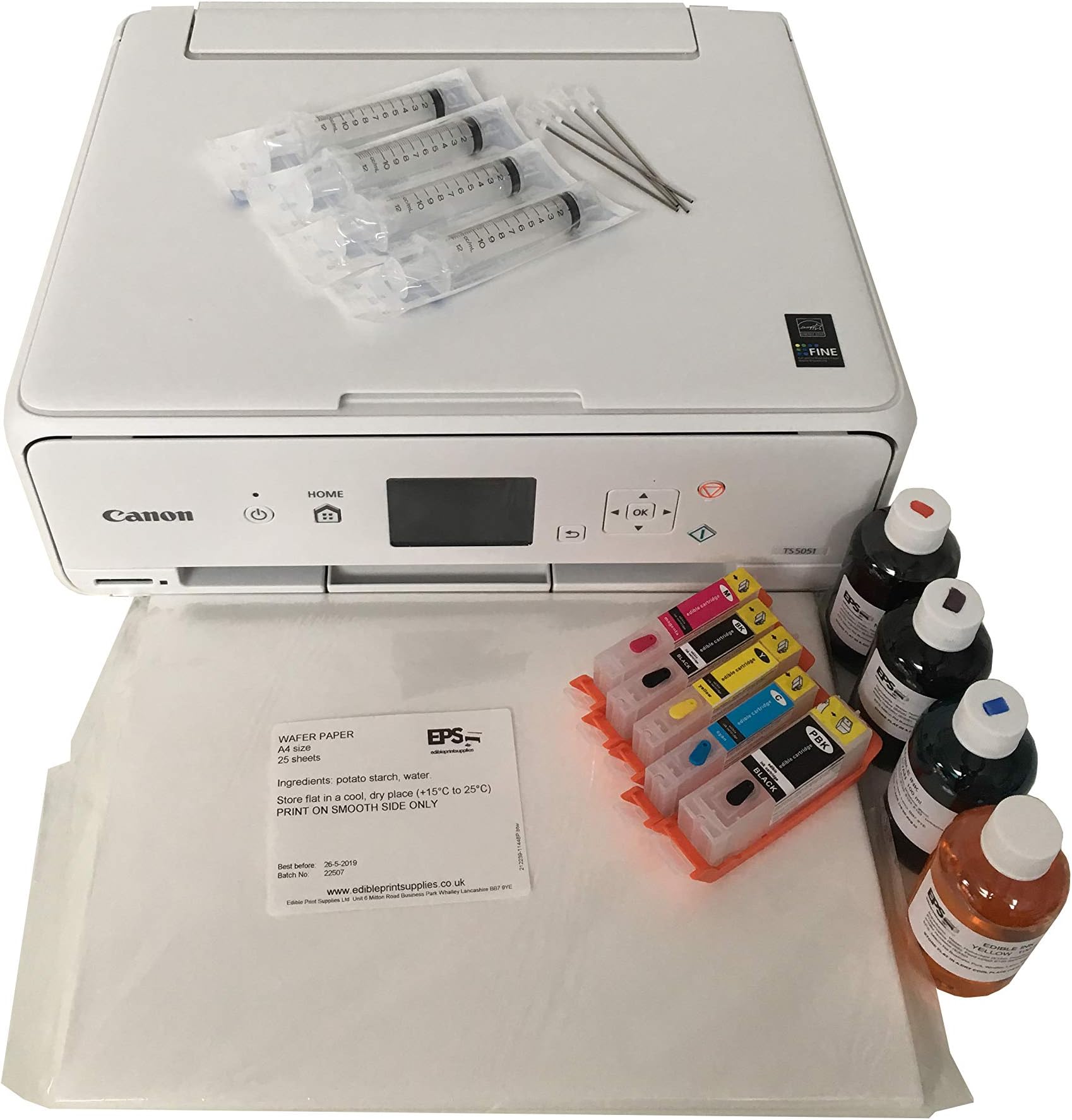 EDIBLE PRINTER STARTER KIT - INCLUDES PRINTER, REFILLABLE EDIBLE INK CARTRIDGES, INK & WAFER PAPER