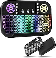 Vista 1 de Mini teclado Bluetooth A8, dos modos (2.4 GHz/Bluetooth) controlador de teclado inalámbrico con panel táctil y mouse combinado, retroiluminación RGB