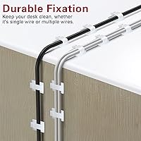 Vista 6 de XHF - Clips adhesivos de 5/8 pulgadas, color blanco, 60 unidades, grapas de organización de cables para debajo del escritorio, automóvil, pared, TV