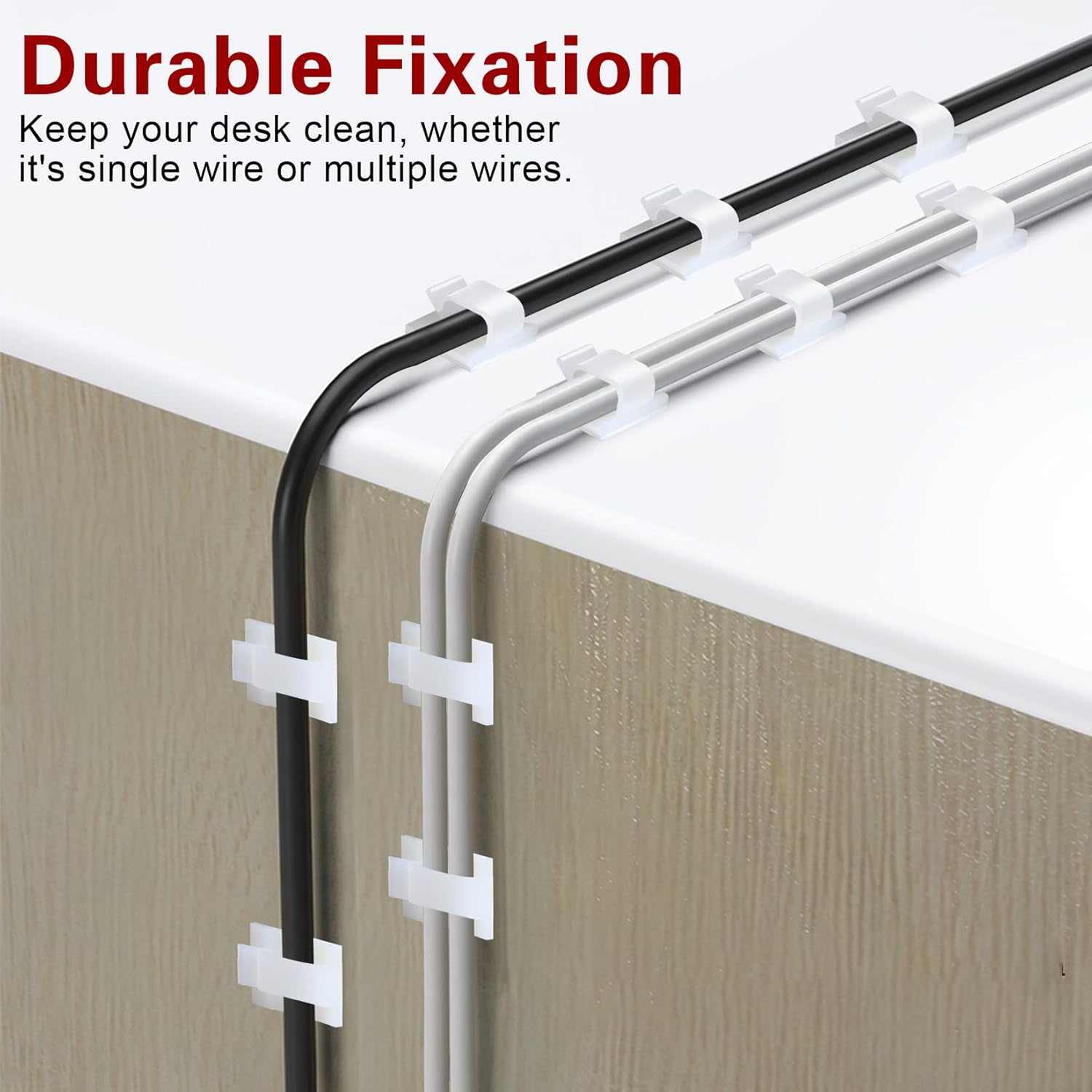 XHF 3/4” Adhesive Cable Wire Clips White 60pcs, Outdoor Cable Management Wire Organizer Cord Holder for Under Desk, Car, Wall, TV PC Ethernet Cable : Electronics